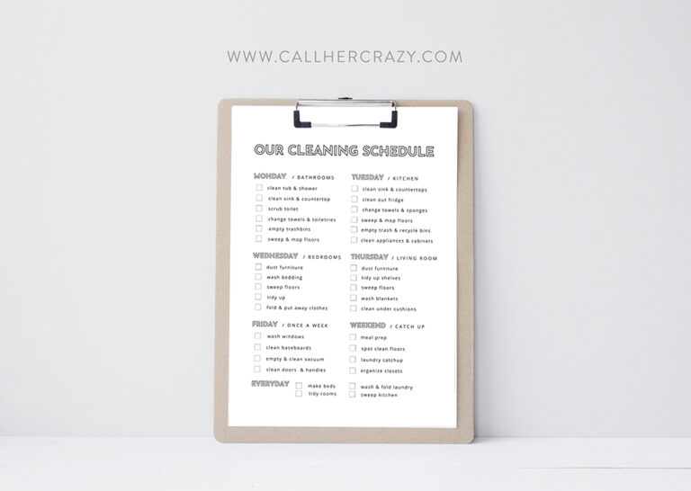 A simple cleaning schedule that anyone can keep up with