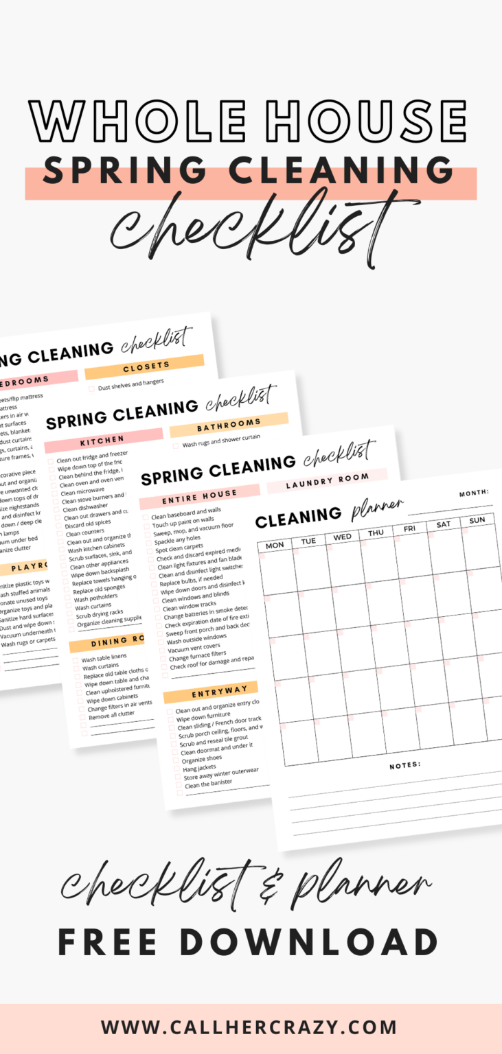 FREE spring cleaning checklist and printable cleaning planner – Call ...